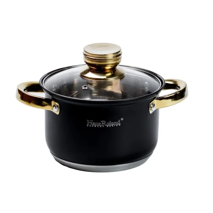 Набір каструль з нержавіючої сталі з товстим дном 4 штуки з кришками та ручками (HP33523) - зображення 3