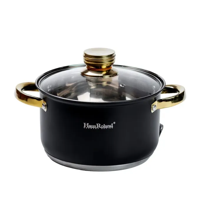 Набір каструль з нержавіючої сталі з товстим дном 4 штуки з кришками та ручками (HP33523) - зображення 4