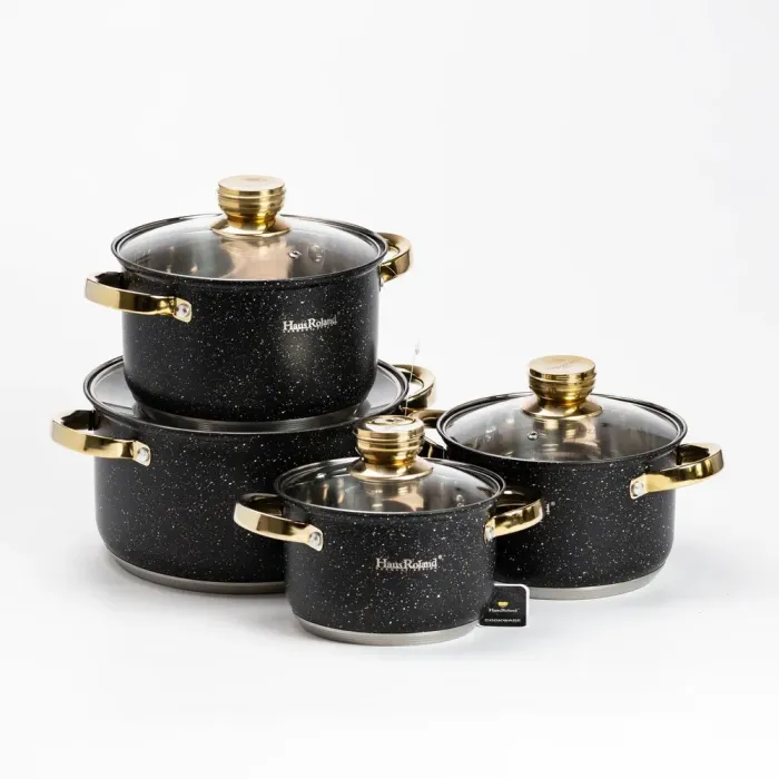 Набор кастрюль из нержавеющей стали с толстым дном 4 штуки с крышками и ручками (HP33522) - изображение 5