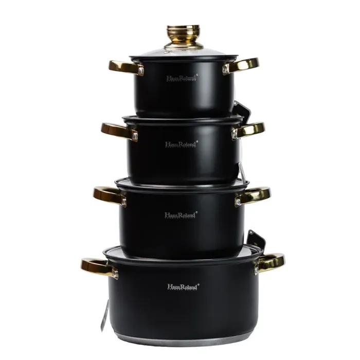 Набір каструль з нержавіючої сталі з товстим дном 4 штуки з кришками та ручками (HP33523) - зображення 6