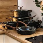 Набор кастрюль с антипригарным покрытием сковорода с крышкой из жаропрочного стекла