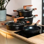 Набор кастрюль с крышками и сковорода с антипригарным черным покрытием (HP33531B)