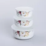 Набір керамічний харчових контейнерів 3 шт салатники з кришками (KH653)