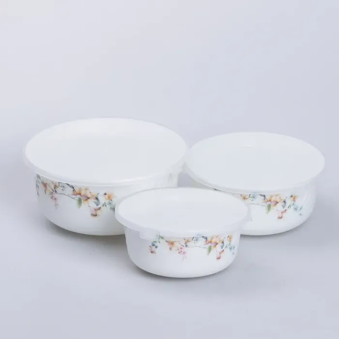 Набор керамических пищевых контейнеров 3 шт. салатники с крышками (KH590). - изображение 2