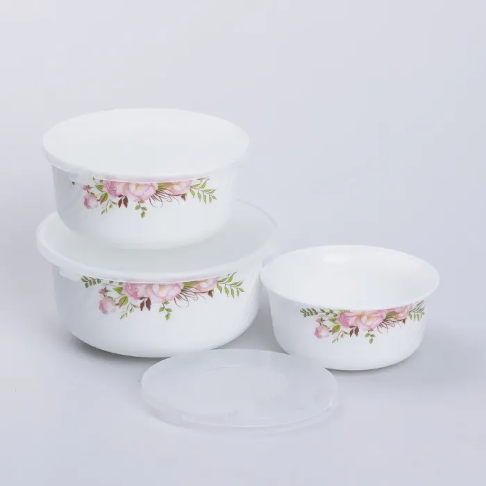 Набор керамических контейнеров 3 шт салатники с крышками (KH590P) - изображение 2