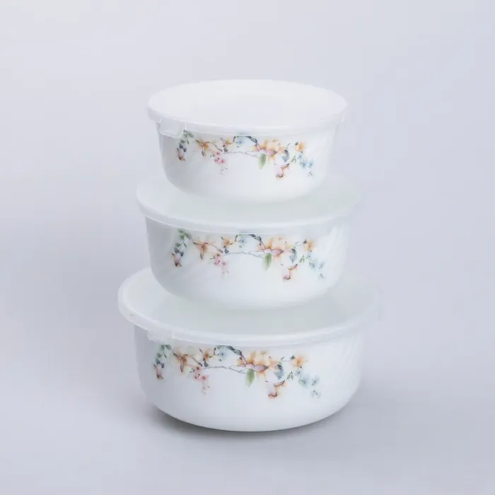 Набор керамических пищевых контейнеров 3 шт. салатники с крышками (KH590). - изображение 1