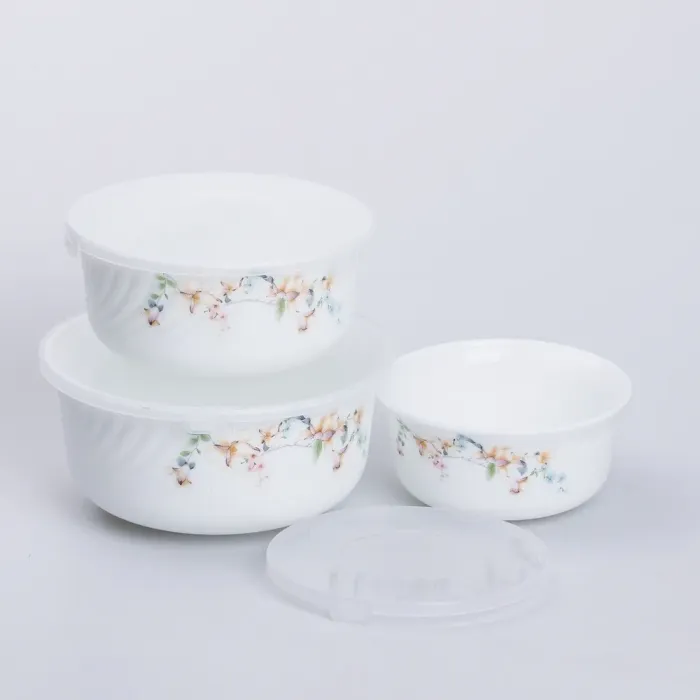 Набор керамических пищевых контейнеров 3 шт. салатники с крышками (KH590). - изображение 3