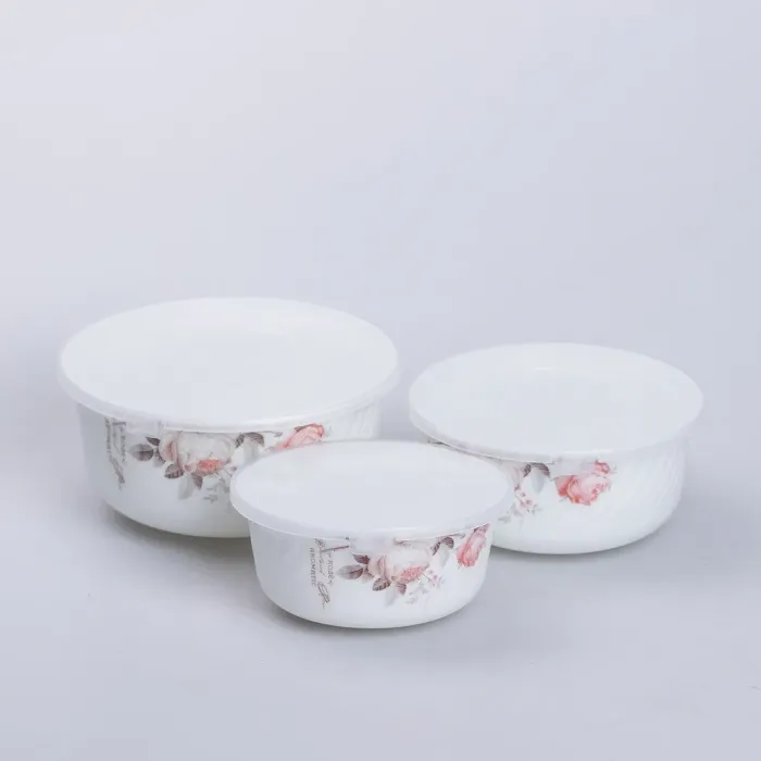 Набор керамических пищевых контейнеров 3 шт. салатники с крышками (KH6916) - изображение 3