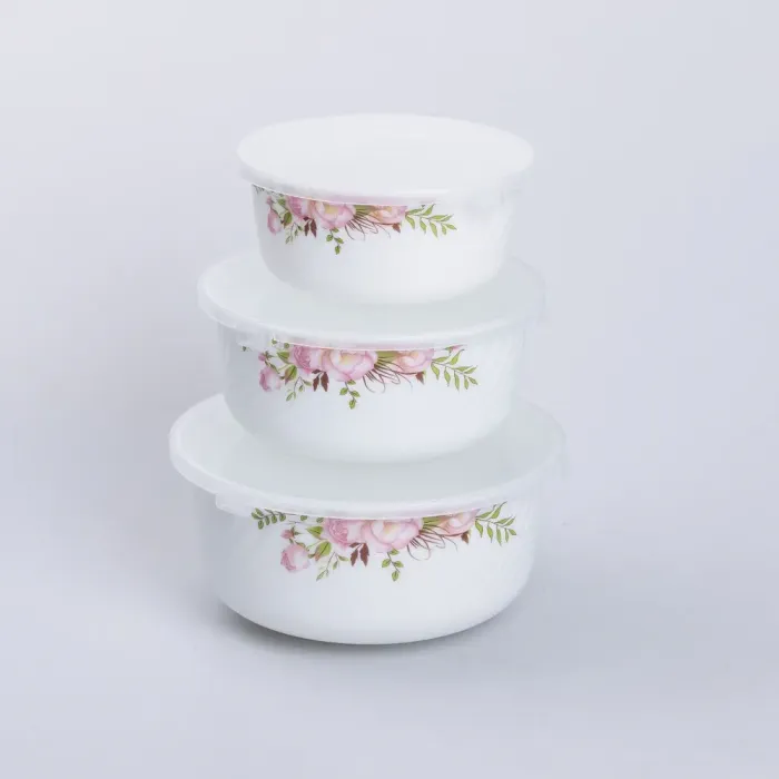 Набор керамических контейнеров 3 шт салатники с крышками (KH590P) - изображение 1