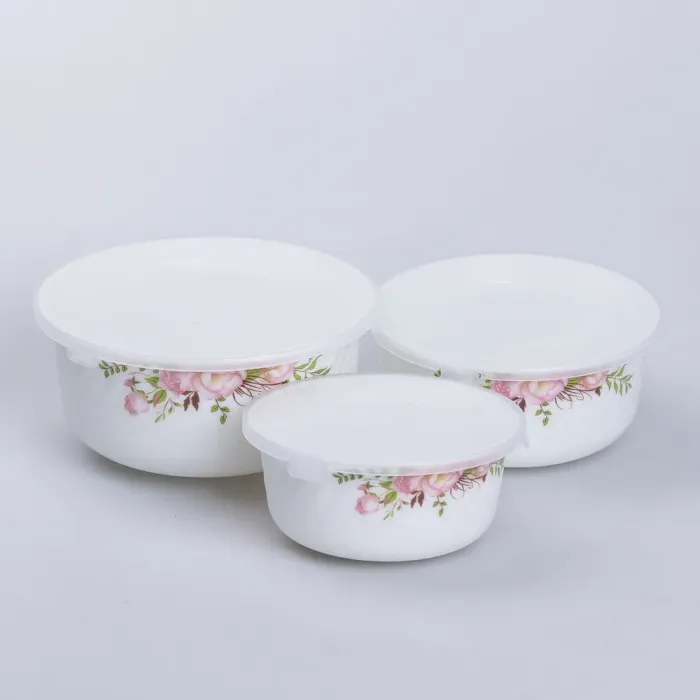 Набор керамических пищевых контейнеров 3 шт. салатники с крышками (KH6916) - изображение 5