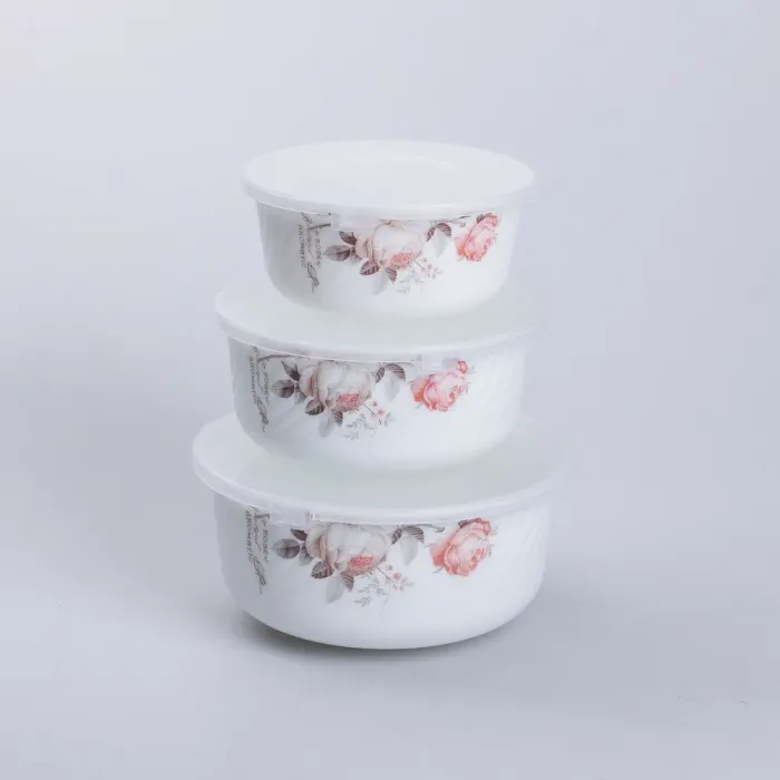 Набор керамических пищевых контейнеров 3 шт. салатники с крышками (KH6916) - изображение 8