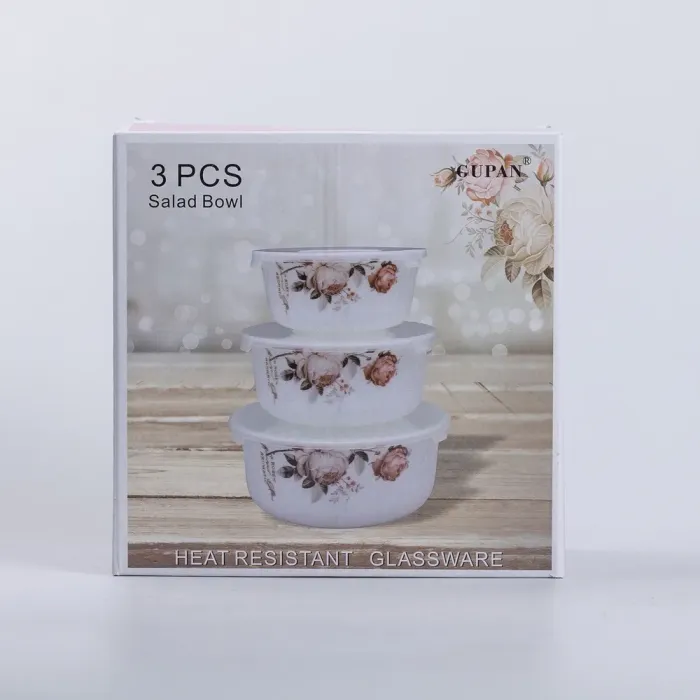 Набор керамических пищевых контейнеров 3 шт. салатники с крышками (KH6916) - изображение 10