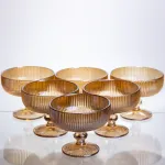 Набір креманок 6 штук по 340 мл ребристих із товстого скла коричневий HP-19-227 (HP-19-227)