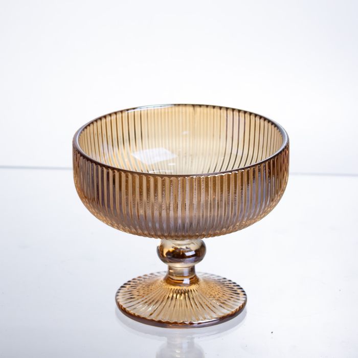 Набір креманок 6 штук по 340 мл ребристих із товстого скла коричневий HP-19-227 (HP-19-227) - зображення 3