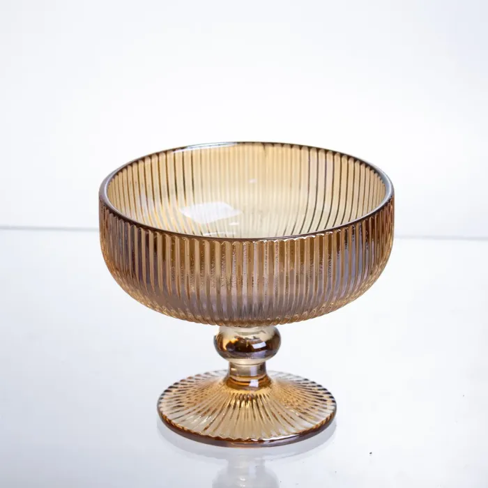 Набір креманок 6 штук по 340 мл ребристих із товстого скла коричневий HP-19-227 (HP-19-227) - зображення 3