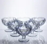 Набір креманок Diamond Blue 6 штук по 300 мл HP-19-277 прозорий для десертів йогуртів з ограненням (HP-19-277)