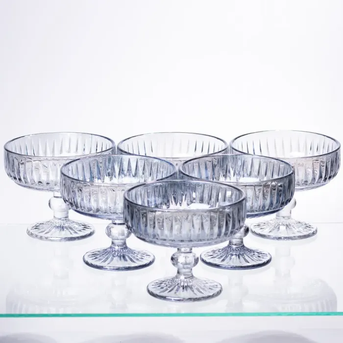 Набір креманок на ніжці 6 шт 300 (мл) Блакитний HP-19-70 (HP-19-70) - изображение 1