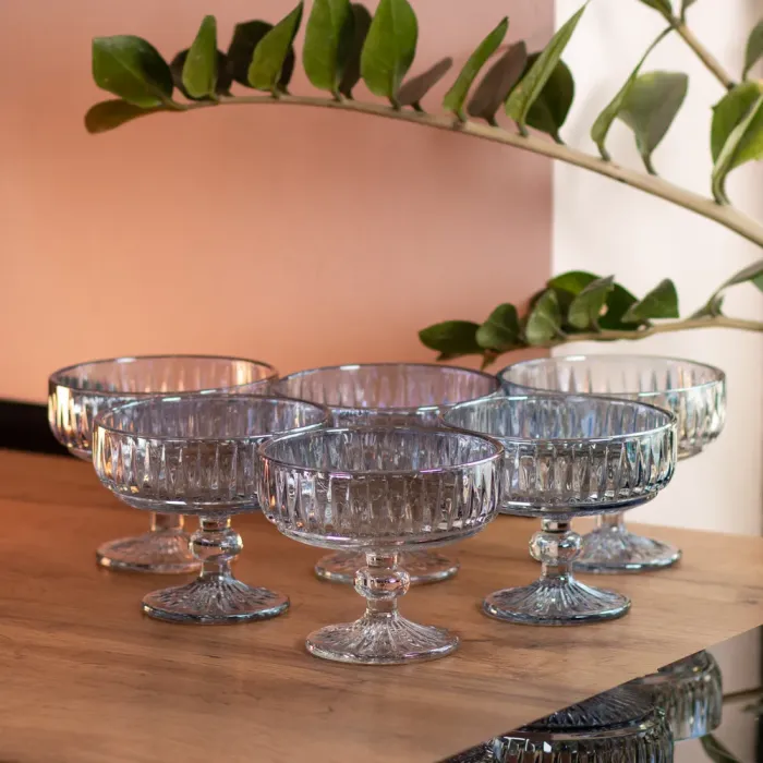 Набір креманок на ніжці 6 шт 300 (мл) Блакитний HP-19-70 (HP-19-70) - изображение 4