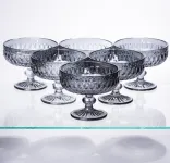Набір креманок на ніжці 6 шт 300 (мл) Сірий HP-19-118 (HP-19-118)