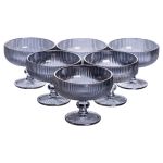 Набір креманок на ніжці 6 шт 400 (мл) скляні креманки для морозива, фруктів, десертів Сірий HP7117G (HP7117G)