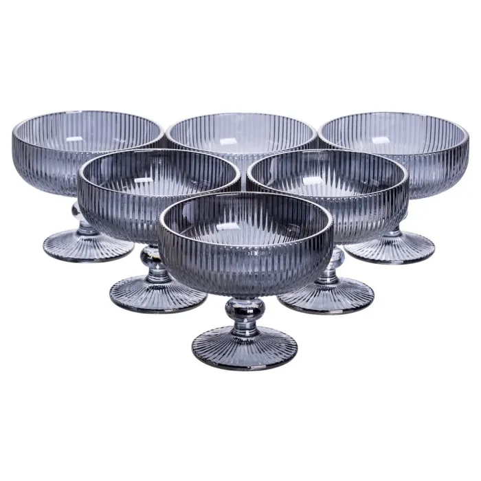 Набір креманок на ніжці 6 шт 400 (мл) скляні креманки для морозива, фруктів, десертів Сірий HP7117G (HP7117G) - зображення 1