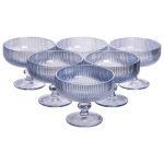 Набір креманок на ніжці 6 шт 400 (мл) скляні креманки для морозива, фруктів, десертів Сірий HP7117BL (HP7117BL)