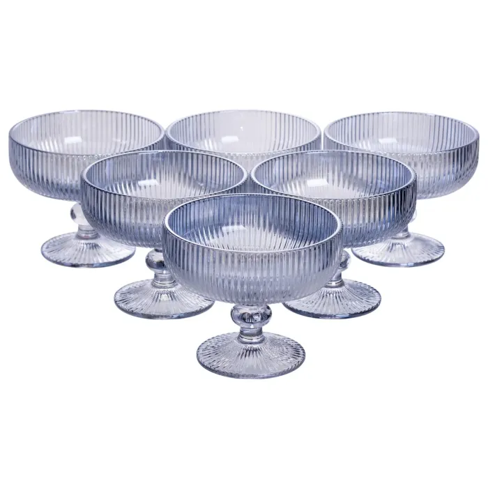 Набір креманок на ніжці 6 шт 400 (мл) скляні креманки для морозива, фруктів, десертів Сірий HP7117BL (HP7117BL) - зображення 1