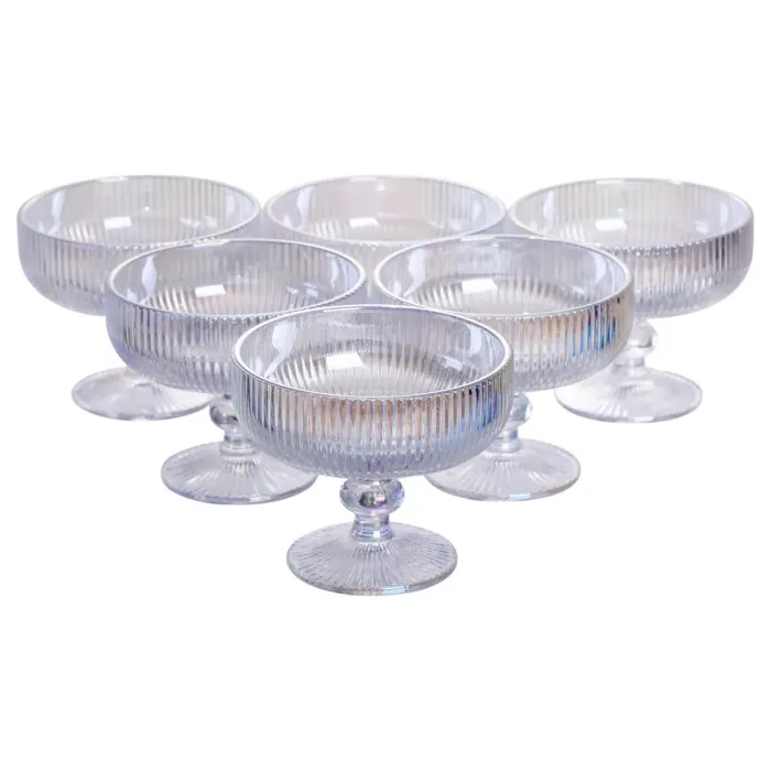 Набір креманок на ніжці 6 шт 400 (мл) скляні креманки для морозива, фруктів, десертів Сірий HP-19-7117RB (HP-19-7117RB) - зображення 1