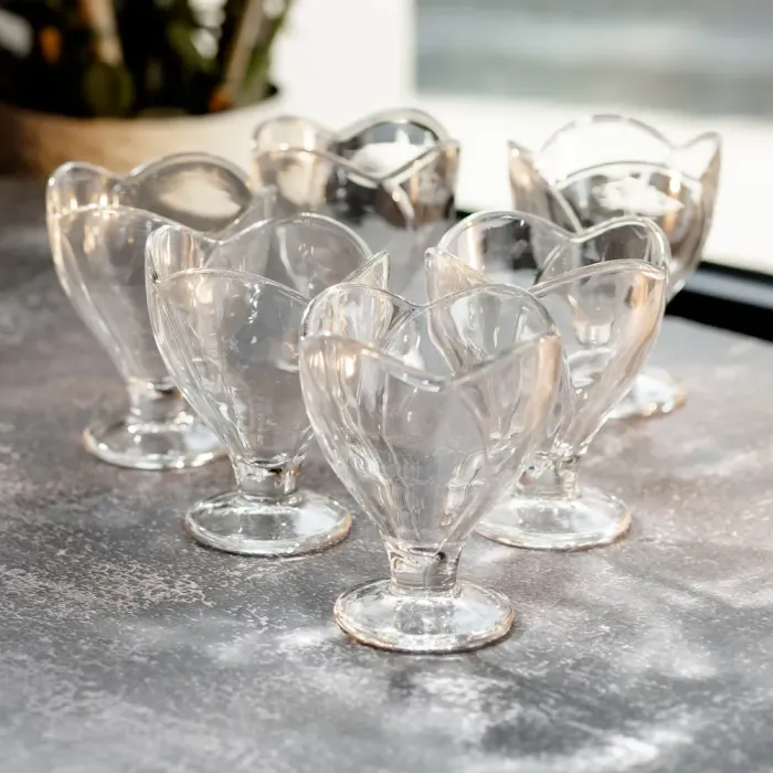 Набор креманок на ножке 6 шт креманки стеклянные для десертов, мороженого, желе набор 180 мл (HP-YH-64) - изображение 5