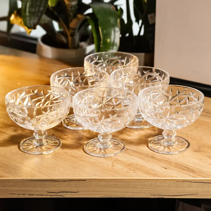 Набір креманок на ніжці 6 штук 340 мл скляні креманки для морозива жле та десертів HP-19-169 (HP-19-169) - изображение 3