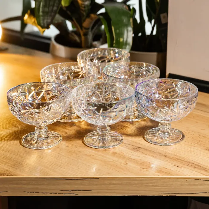 Набір креманок на ніжці 6 штук 340 мл скляні креманки для морозива желе та десертів HP-19-177 (HP-19-177) - зображення 3