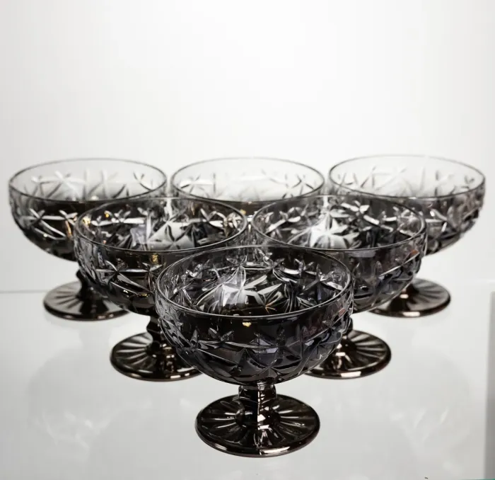 Набір креманок на ніжці 6 штук 340 мл скляні креманки для морозива жле та десертів Сірий HP-19-185 (HP-19-185) - изображение 1