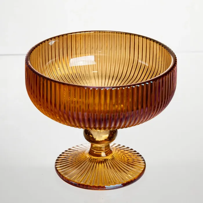 Набір креманок на ніжці 6 штук 340 мл скляні Бурштиновий Yiwu HP-19-212 (HP-19-212) - зображення 2