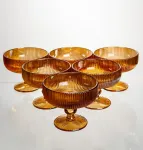 Набір креманок на ніжці 6 штук 340 мл скляні Бурштиновий Yiwu HP-19-212 (HP-19-212)