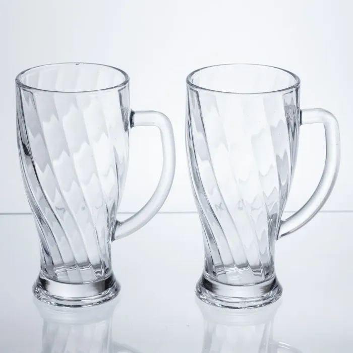 Набір кухлів для пива Glass Mug скляних 2 штуки по 420 мл HP-17-59 (HP-17-59) - зображення 4