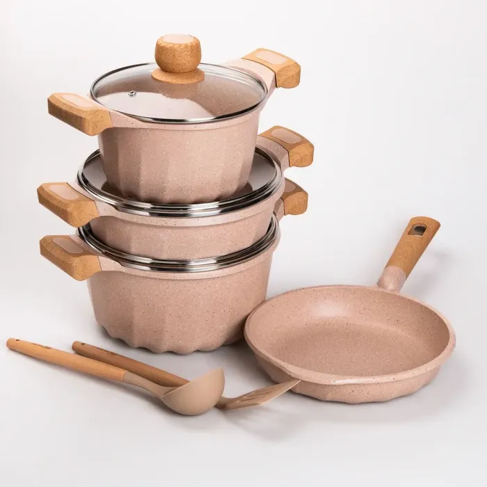 Набір посуду MGC із 6 предметів 1,9/3/3,2/5,3 л з антипригарним покриттям бежевий (HP-4-401CR) - зображення 1