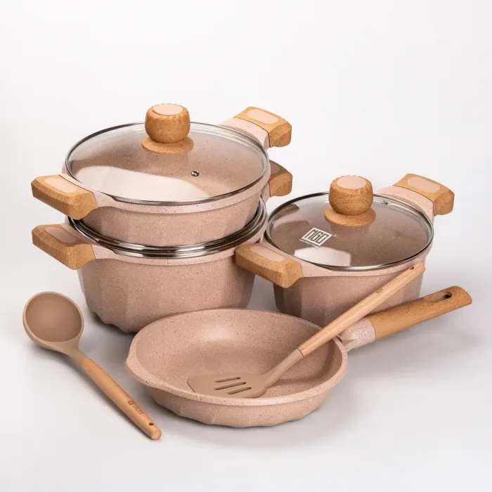 Набір посуду MGC із 6 предметів 1,9/3/3,2/5,3 л з антипригарним покриттям бежевий (HP-4-401CR) - зображення 4