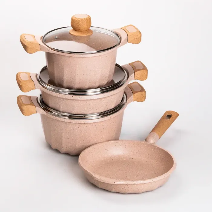 Набір посуду MGC із 6 предметів 1,9/3/3,2/5,3 л з антипригарним покриттям бежевий (HP-4-401CR) - зображення 6