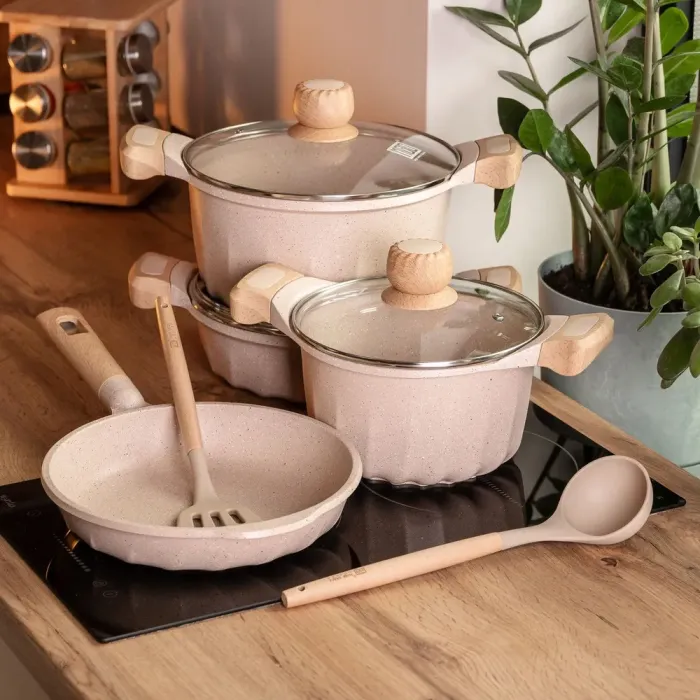 Набір посуду MGC із 6 предметів 1,9/3/3,2/5,3 л з антипригарним покриттям бежевий (HP-4-401CR) - зображення 8