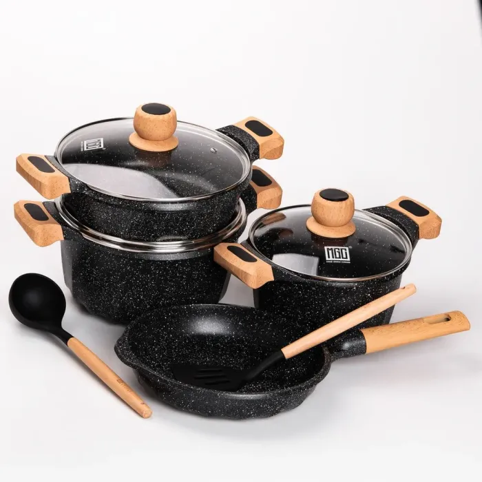 Набор посуды MGC из 6 предметов 1,9/3/3,2/5,3 л с антипригарным покрытием черный (HP-4-401B) - изображение 5