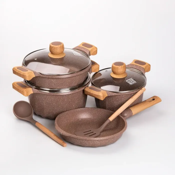 Набір посуду MGC із 6 предметів 1,9/3/3,2/5,3 л з антипригарним покриттям коричневий (HP-4-401CO) - зображення 5