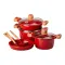 Набор посуды MGC из 6 предметов 1,9/3/3,2/5,3 л с антипригарным красным покрытием (HP-4-401R)