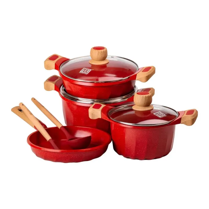 Набор посуды MGC из 6 предметов 1,9/3/3,2/5,3 л с антипригарным красным покрытием (HP-4-401R) - изображение 1