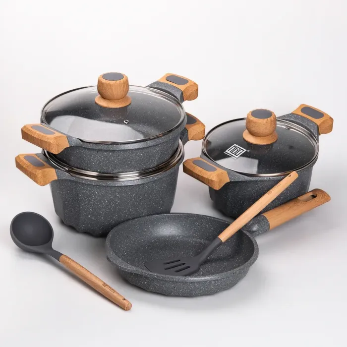 Набір посуду MGC із 6 предметів 1,9/3/3,2/5,3 л з антипригарним покриттям сірий (HP-4-401G) - зображення 5