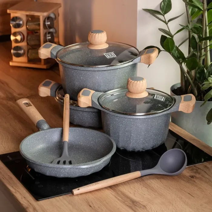 Набір посуду MGC із 6 предметів 1,9/3/3,2/5,3 л з антипригарним покриттям сірий (HP-4-401G) - зображення 6