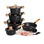 Набір посуду MGC із 8 предметів 1,9/2/3/3,2/5,3 л з антипригарним покриттям чорний (HP-4-404B)
