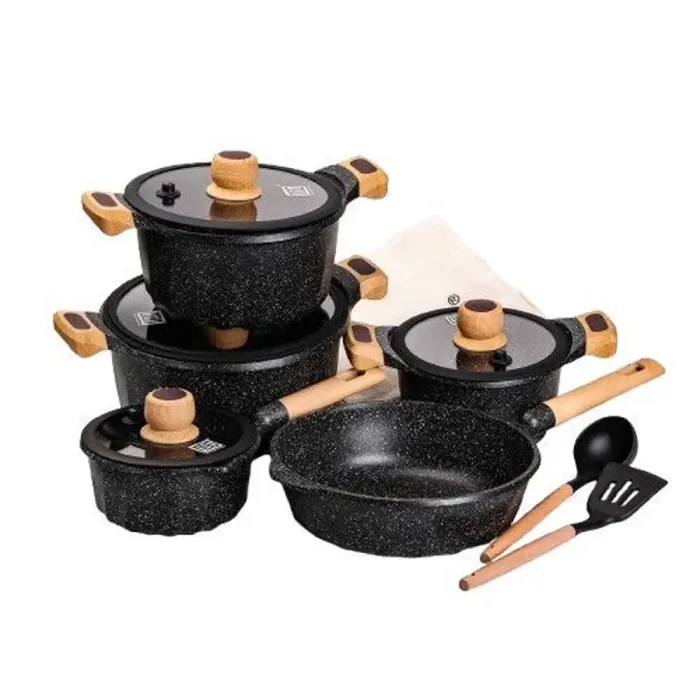 Набор посуды MGC из 8 предметов 1,9/2/3/3,2/5,3 л с антипригарным покрытием черный (HP-4-404B) - изображение 6