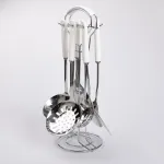 Набір кухонного приладдя на підставці 7 предметів кухонні аксесуари на підставці Білий із сріблястим (HP-20-70)