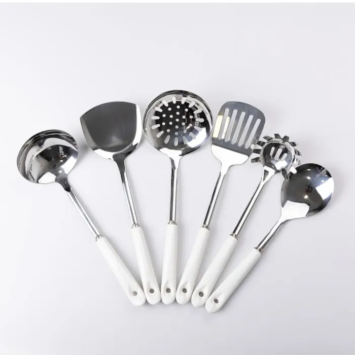 Набір кухонного приладдя на підставці 7 предметів кухонні аксесуари на підставці Білий із сріблястим (HP-20-70) - изображение 5