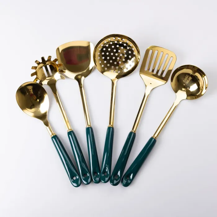Набір кухонного приладдя на підставці 7 предметів кухонні аксесуари на підставці Смарагдовий (HP-20-67) - изображение 2